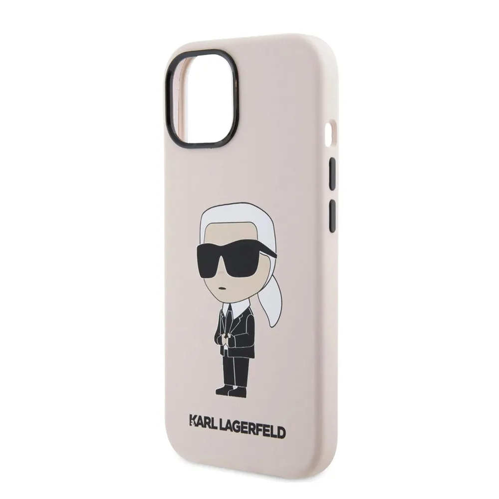 Maska Karl Lagerfeld Hc Silicone NFT Ikonik za iPhone 15 6.1 roze (KLHCP15SSNIKBCP)