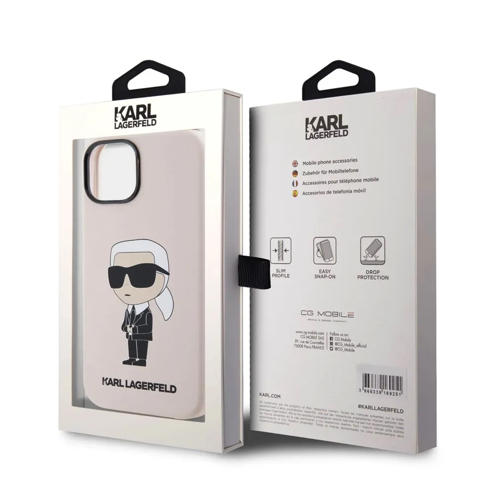 Maska Karl Lagerfeld Hc Silicone NFT Ikonik za iPhone 15 6.1 roze (KLHCP15SSNIKBCP)