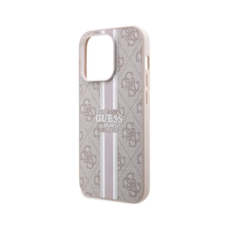 Maska Guess Magsafe 4G Pu Printed Stripes za iPhone 15 Pro 6.1 roze (GUHMP15LP4RPSP)