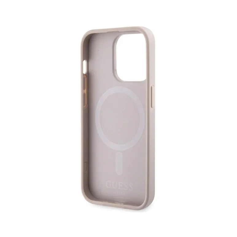 Maska Guess Magsafe 4G Pu Printed Stripes za iPhone 15 Pro 6.1 roze (GUHMP15LP4RPSP)