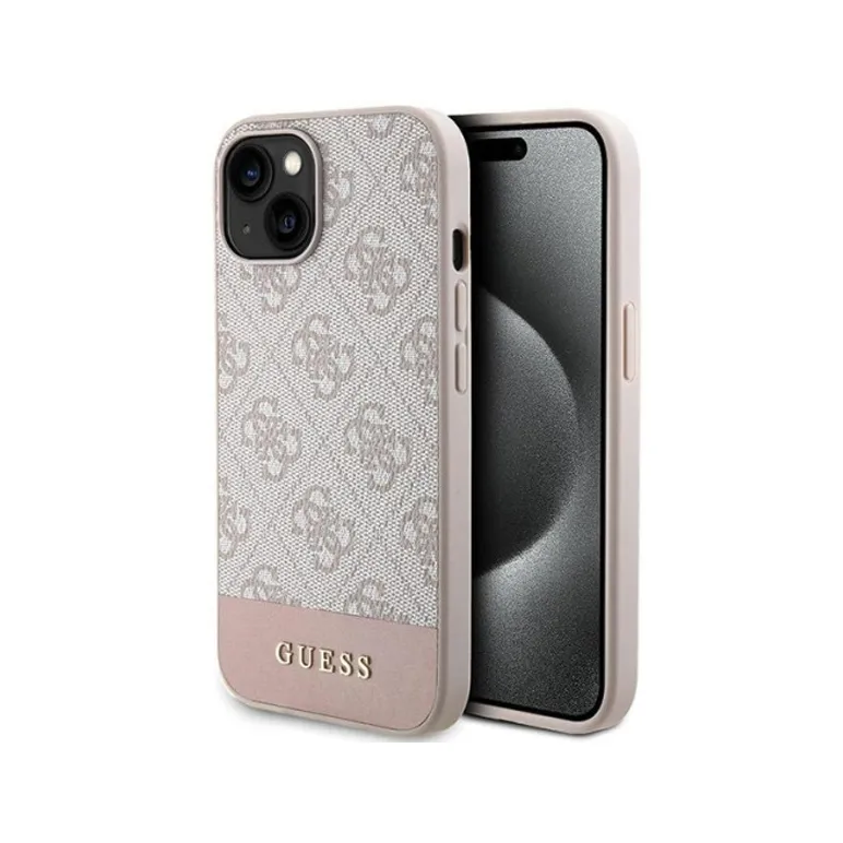 Maska Guess Hc PC/TPU 4G Bottom Stripe za iPhone 15 6.1 roze (GUHCP15SG4GLPI)