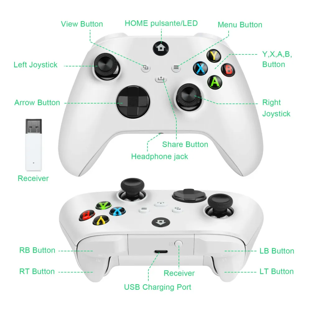 Joypad WIFI kontroler za XBOX One, XBOX X series, PC Windows, PS 3 beli