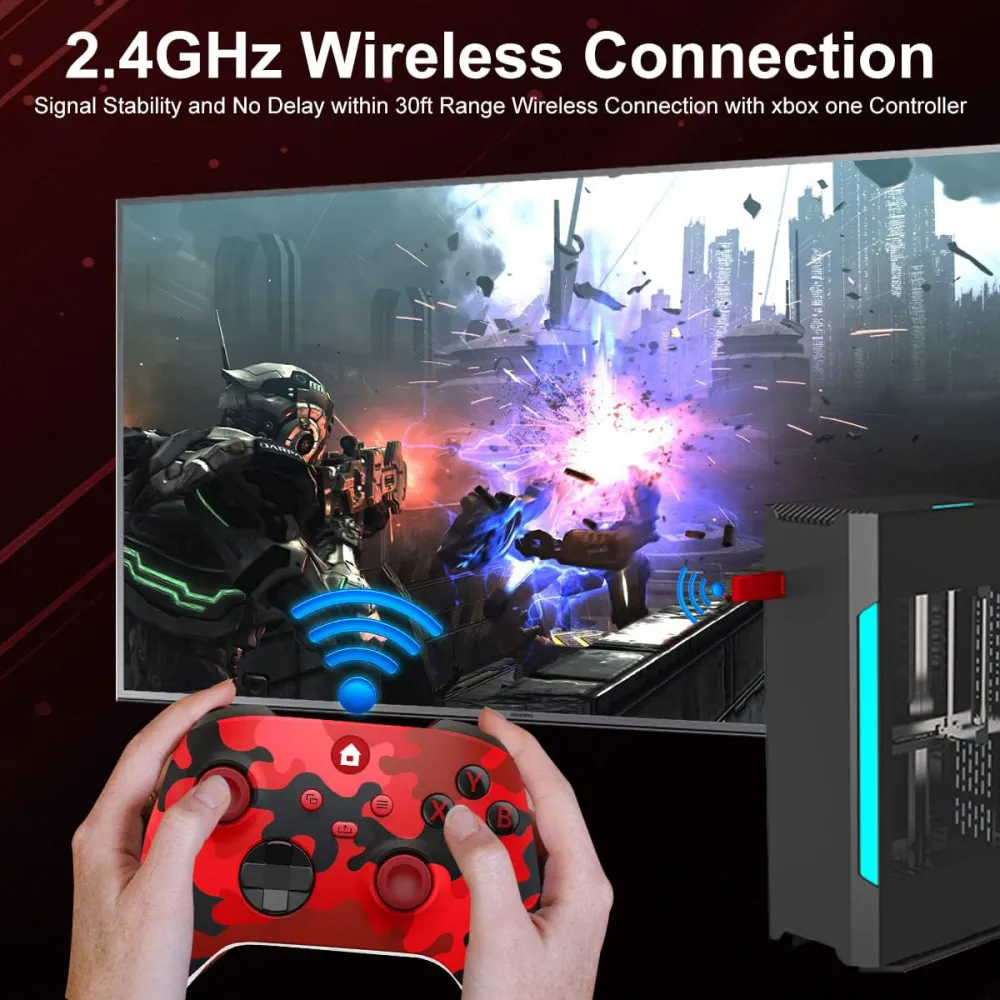 Joypad WIFI kontroler za XBOX One, XBOX X series, PC Windows, PS 3 army crvena