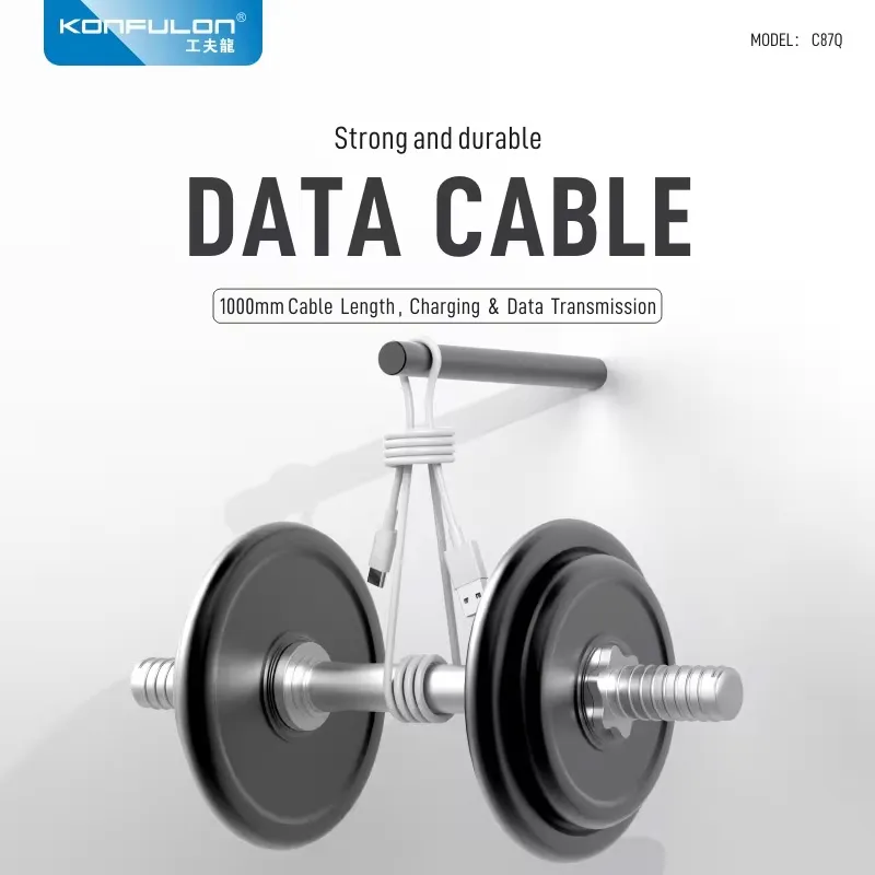 Kucni punjac KONFULON C87Q, 3A, 25W, sa Type C USB kablom beli