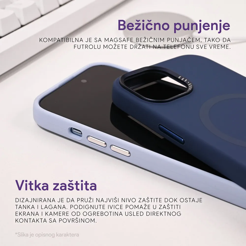 Maska Magsafe Pure Plus za iPhone 15 Pro 6.1 tamno ljubicasta
