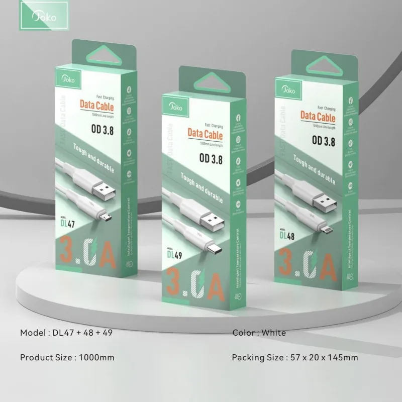 Data kabl KONFULON DL48, 2.4A, USB na iPhone lightning beli 1m