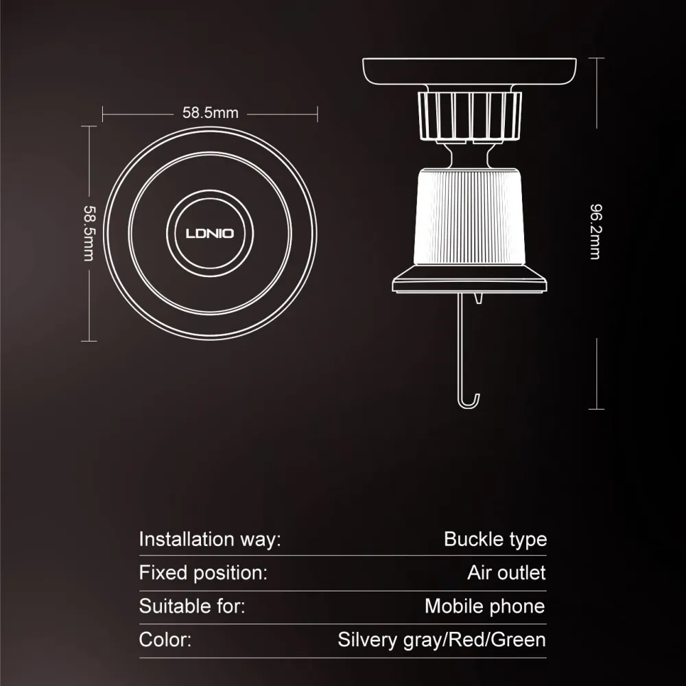 Auto stalak za ventilaciju LDNIO MA22 magnetic crni