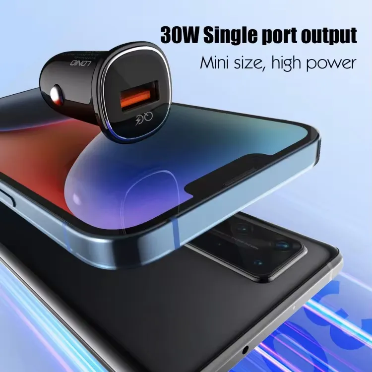 Auto punjac LDNIO C105, QC3.0, 30W USB Lightning crni