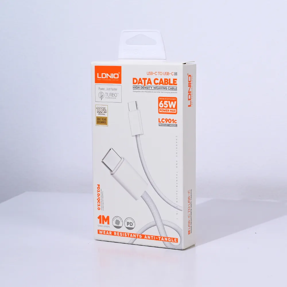 Data kabl LDNIO LC901-C 65W Type C na Type C beli 1m