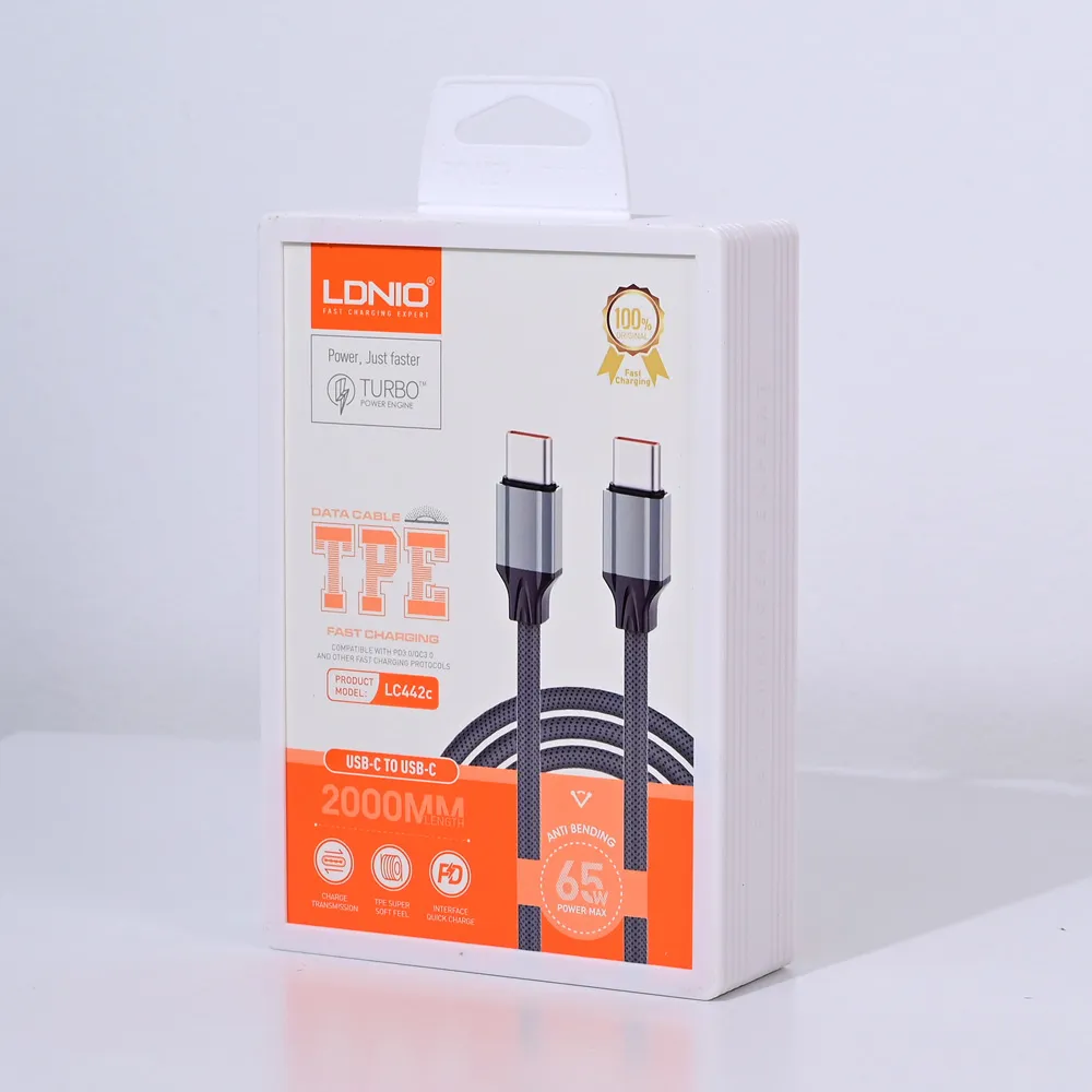 Data kabl LDNIO LC442C 65w, Type C na Type C sivi 2m