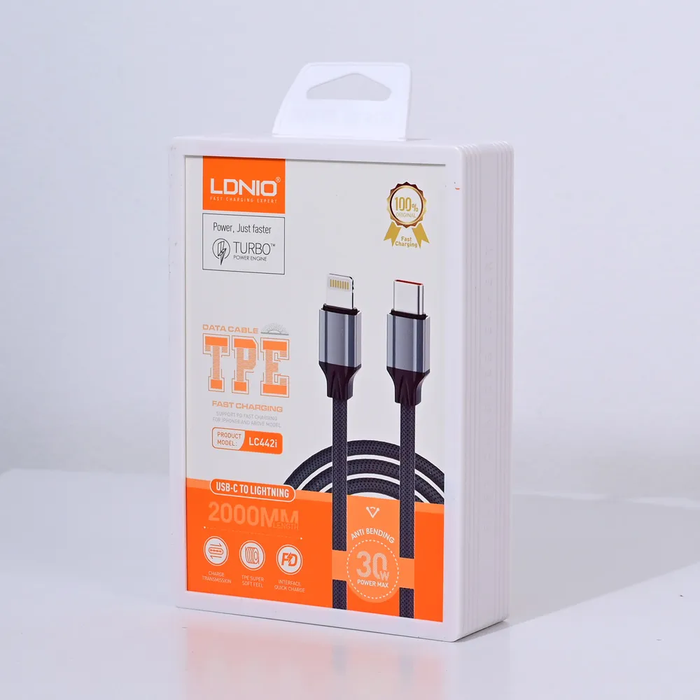 Data kabl LDNIO LC442I 30w, Type C na iPhone Lightning sivi 2m