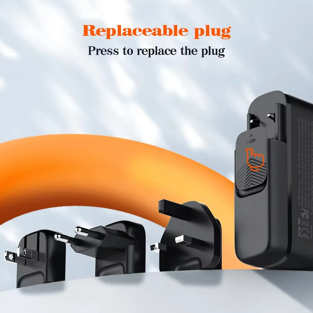 Kucni punjac sa adapterima LDNIO A6140C GaN PPS 3xQC3.0 (30W), 3xPD3.0 (100W), 140W Max, a Type C na Type C kablom crni