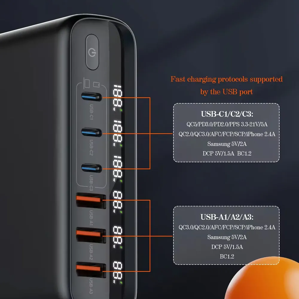 Kucni punjac sa adapterima LDNIO A6140C GaN PPS 3xQC3.0 (30W), 3xPD3.0 (100W), 140W Max, a Type C na Type C kablom crni