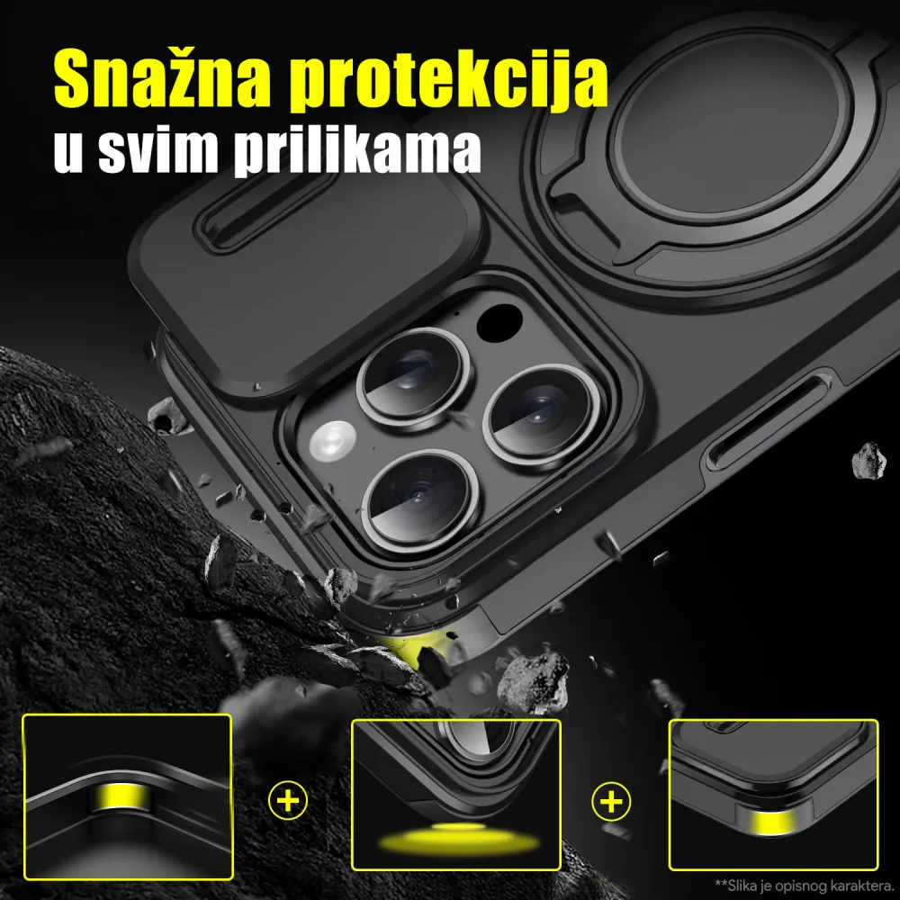 Maska CamShield Ring stand za iPhone 13 6.1 crna