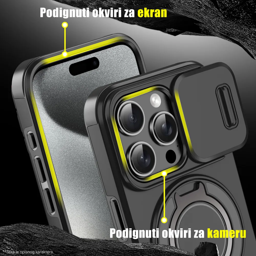 Maska CamShield Ring stand za iPhone 15 6.1 ljubicasta