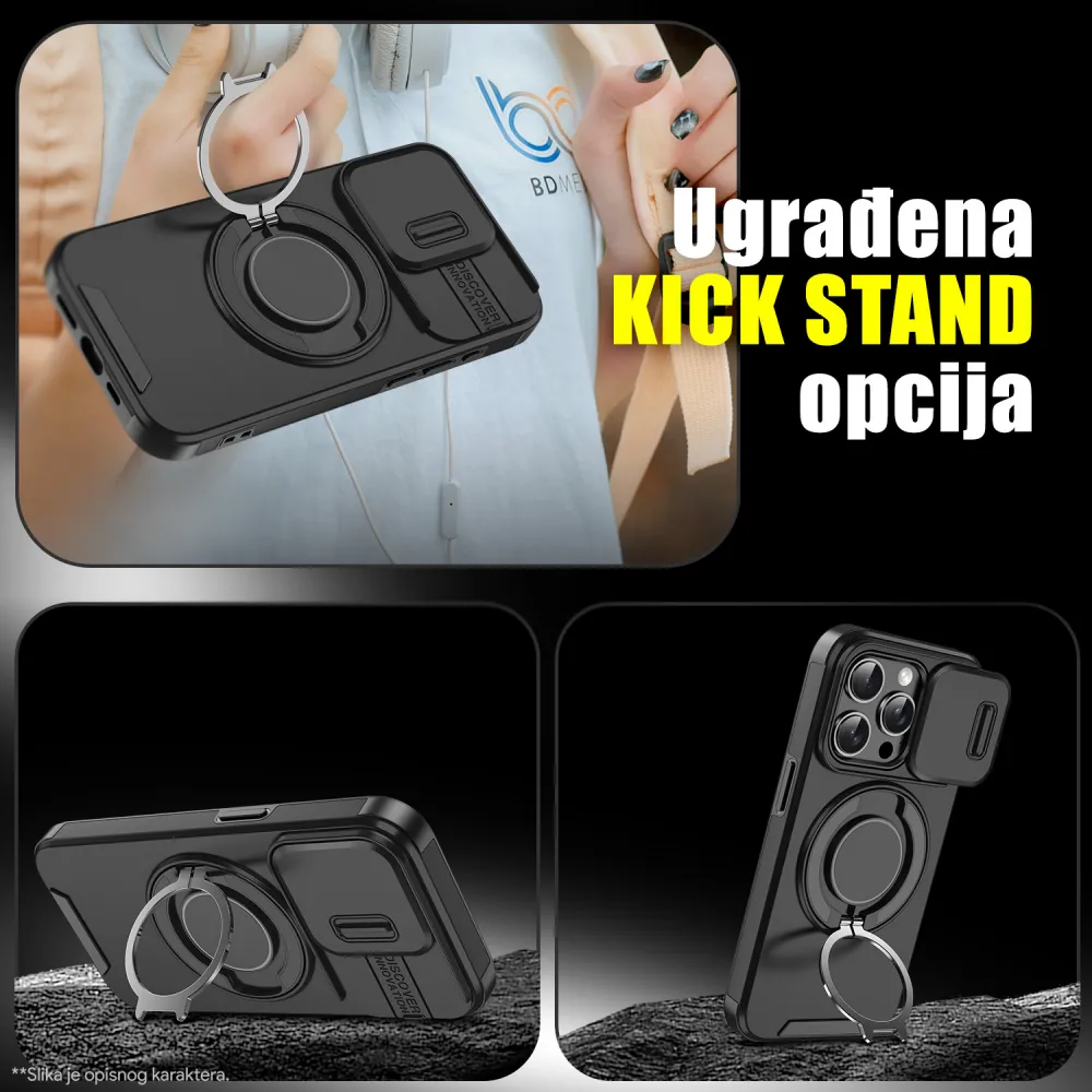 Maska CamShield Ring stand za iPhone 15 Pro 6.1 crna