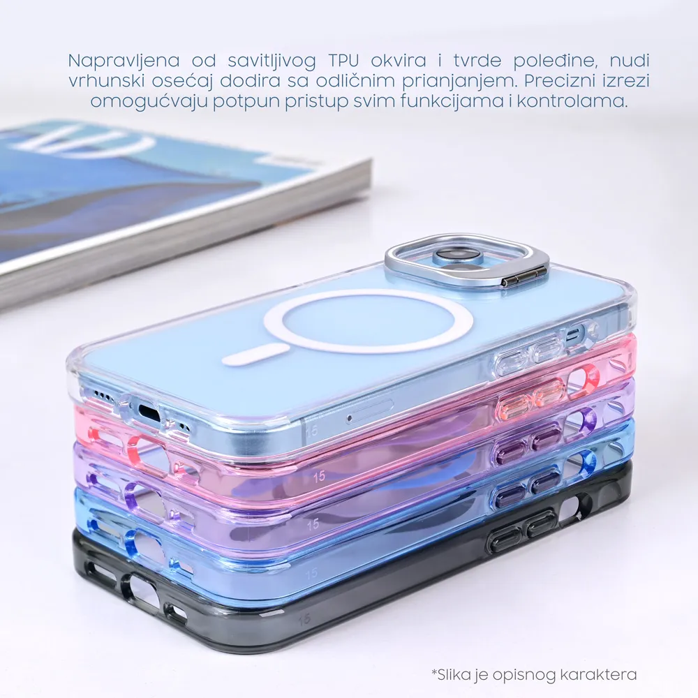 Maska Magsafe transparent za iPhone 15 Pro 6.1 ljubicasta