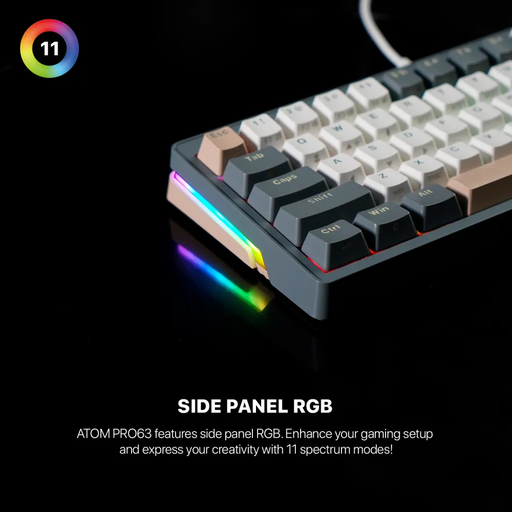 Tastatura Mehanicka Gaming Fantech MK912 RGB Atom PRO63 Wireless Saturn (blue switch)