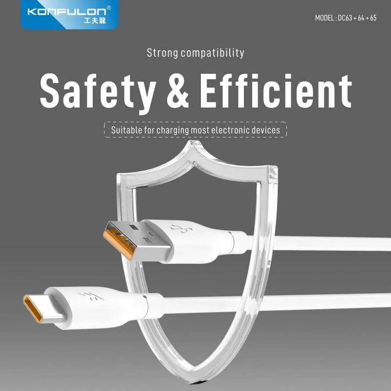 Data kabl KONFULON DC65, 3A, USB na Type C beli 1m