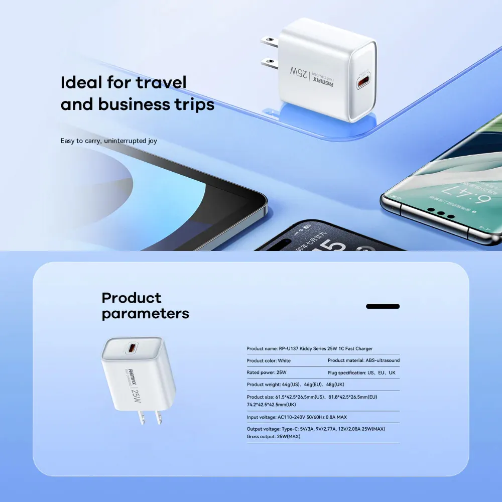 Kucni punjac Remax Kiddy Series 25W 1C Fast RP-U137 beli