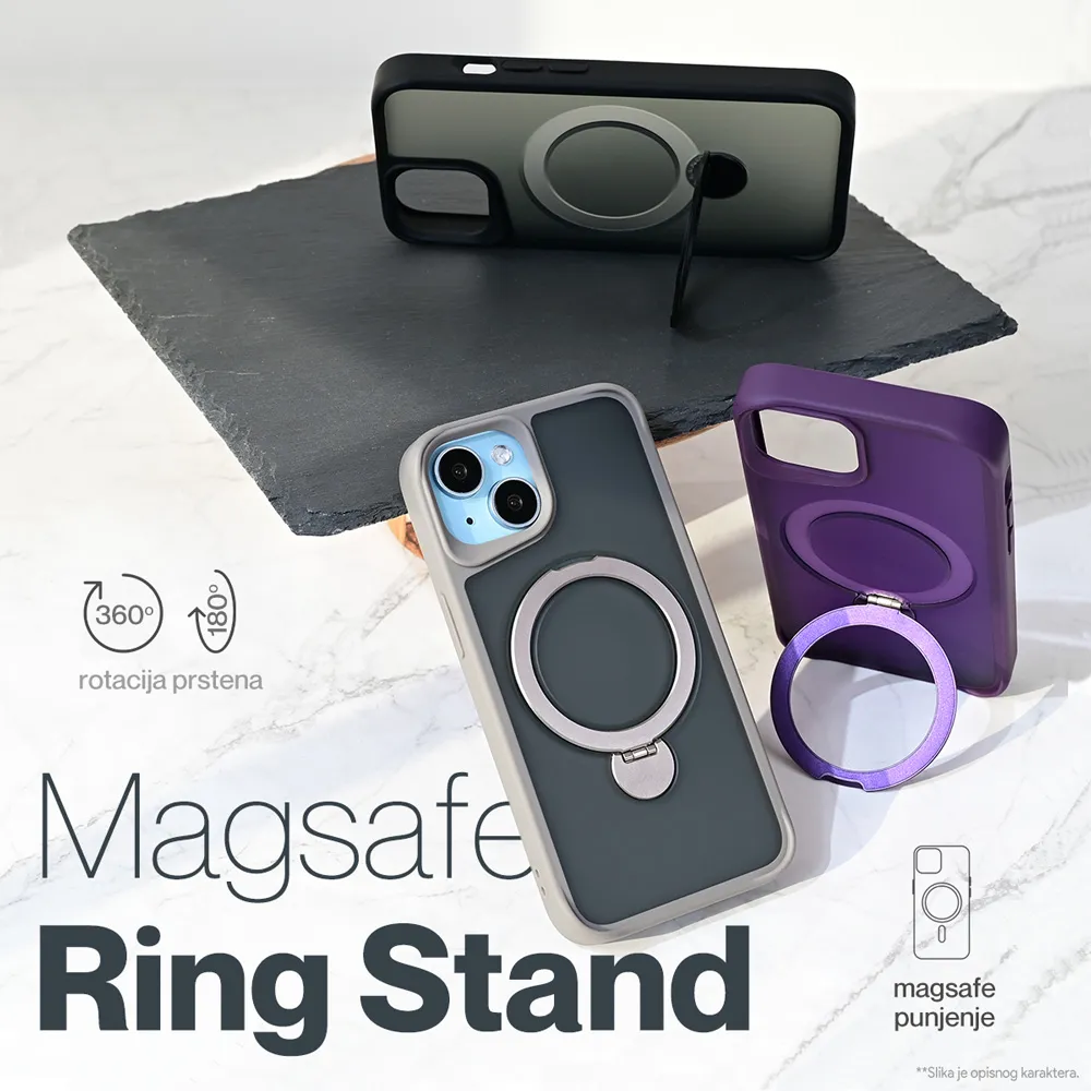 Maska Magsafe Ring Stand za iPhone 15 Pro 6.1 ljubicasta