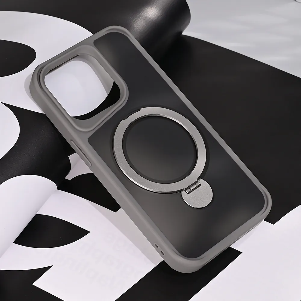 Maska Magsafe Ring Stand za iPhone 15 Pro 6.1 siva
