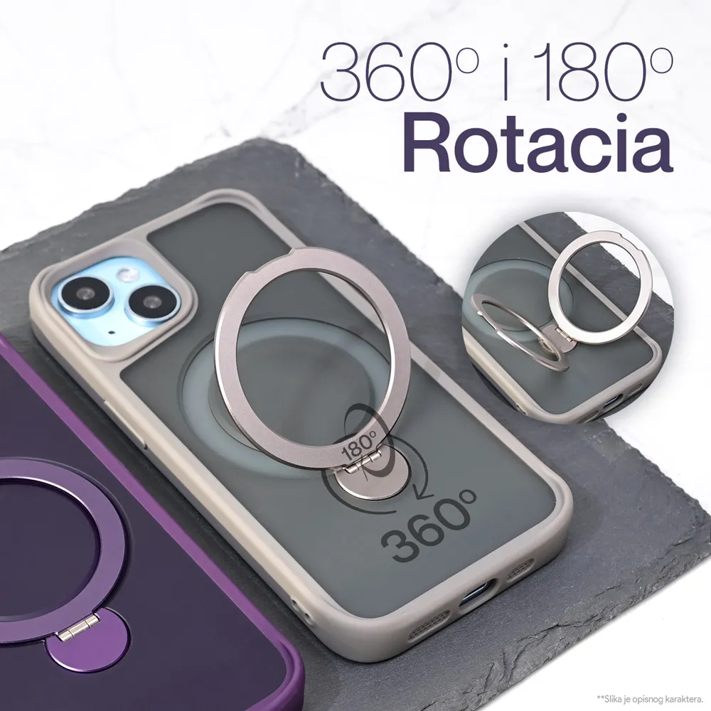 Maska Magsafe Ring Stand za iPhone 15 Pro 6.1 siva