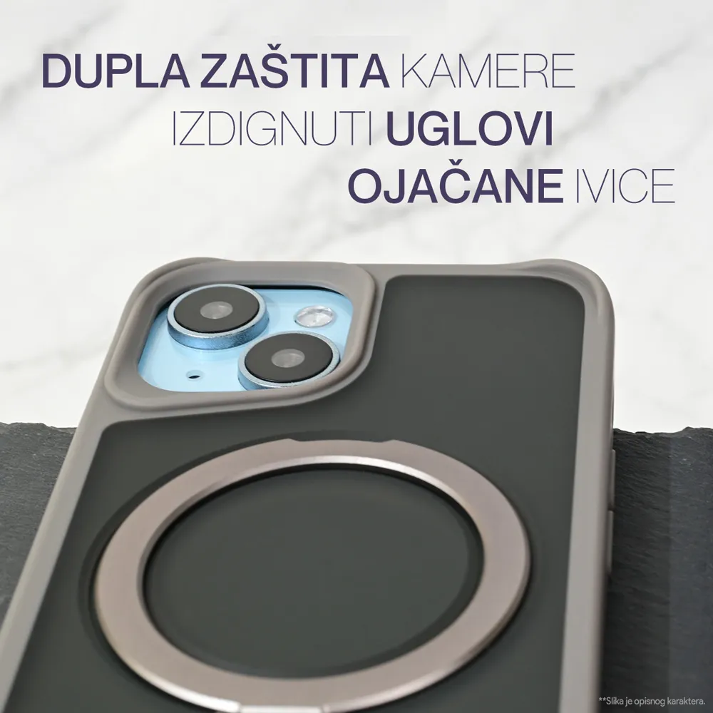 Maska Magsafe Ring Stand za iPhone 15 Pro 6.1 siva