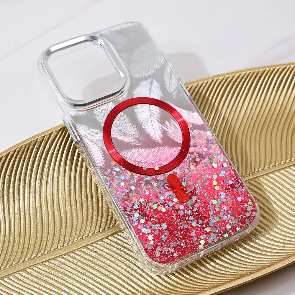 Maska Magsafe Glitter za iPhone 13 Pro Max 6.7 crvena