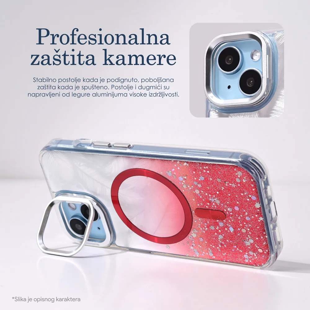 Maska Magsafe Glitter za iPhone 13 Pro Max 6.7 crvena
