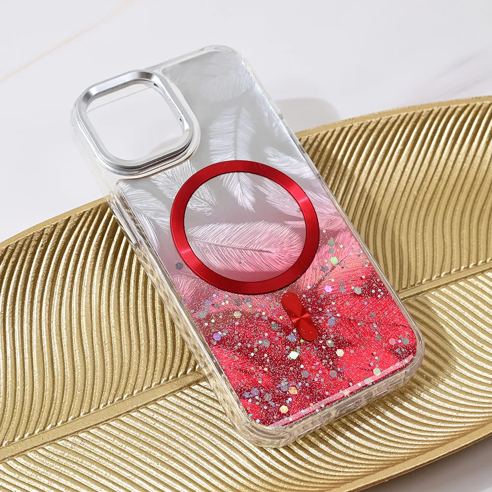 Maska Magsafe Glitter za iPhone 14 6.1 crvena