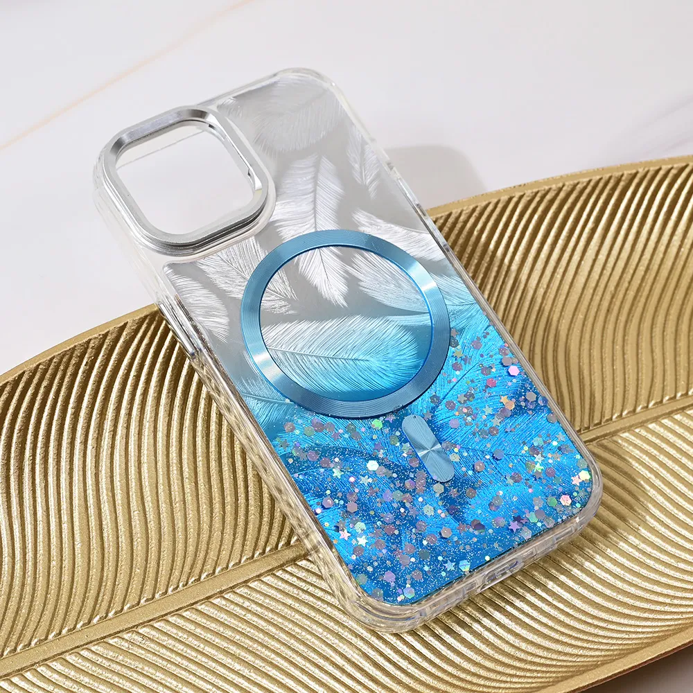 Maska Magsafe Glitter za iPhone 15 6.1 plava