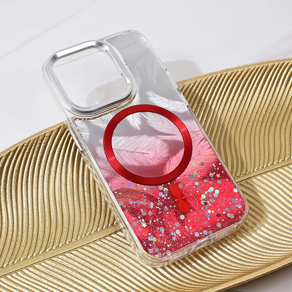 Maska Magsafe Glitter za iPhone 15 Pro 6.1 crvena