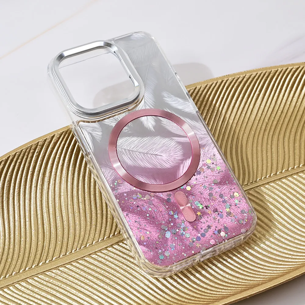 Maska Magsafe Glitter za iPhone 15 Pro 6.1 roze