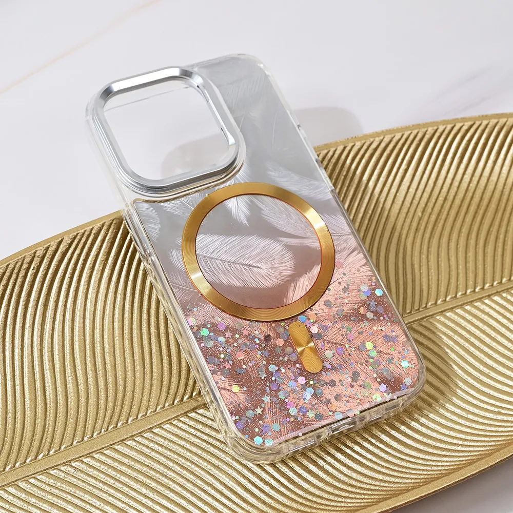 Maska Magsafe Glitter za iPhone 15 Pro 6.1 zlatna