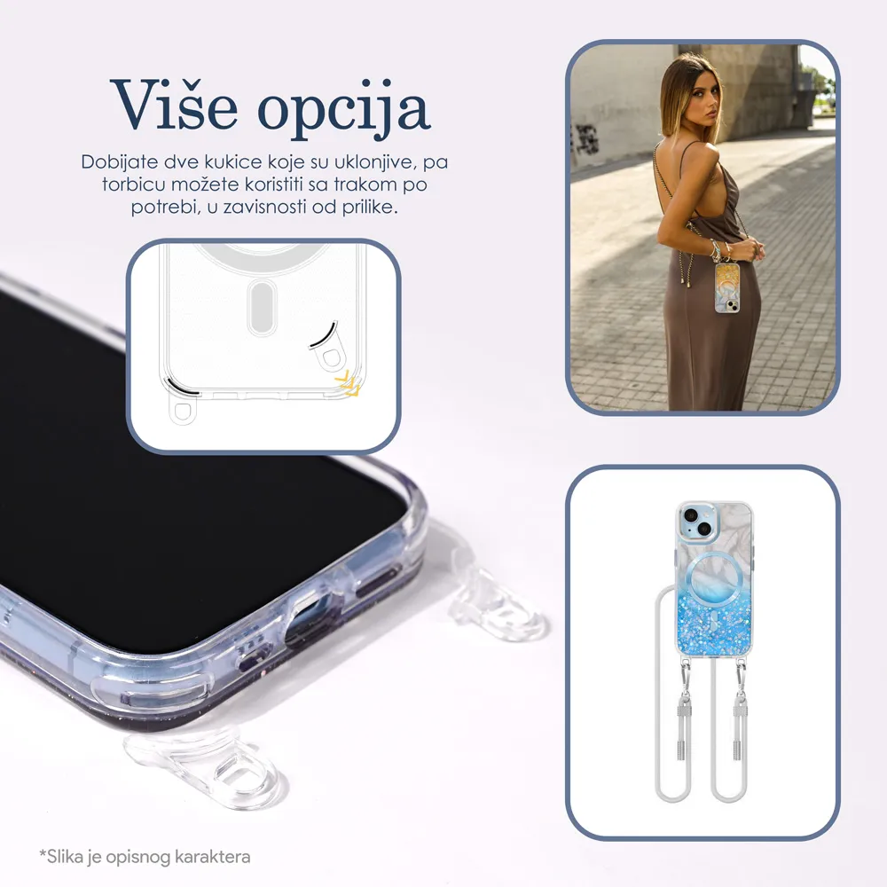Maska Magsafe Glitter za iPhone 15 Pro Max 6.7 crvena