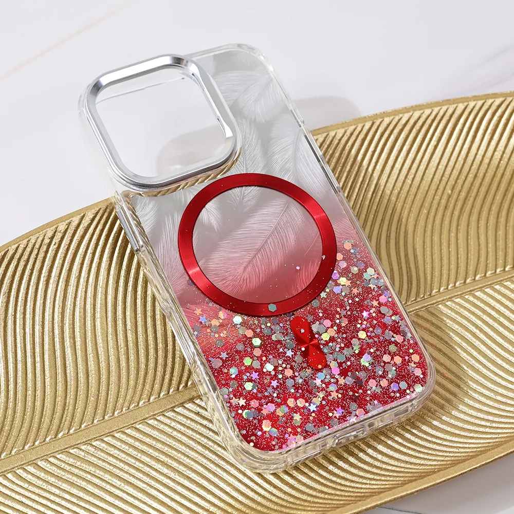Maska Magsafe Glitter za iPhone 16 Pro 6.3 crvena