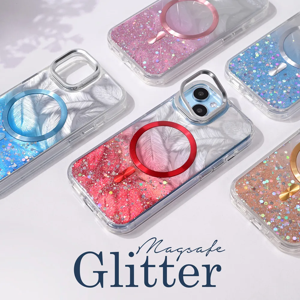 Maska Magsafe Glitter za iPhone 16 Pro Max 6.9 crvena