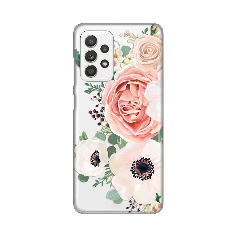 Maska Silikonska Print Skin za Samsung A525F/A526B/A528B Galaxy A52 4G/A52 5G/A52s 5G Luxury Pink Flowers
