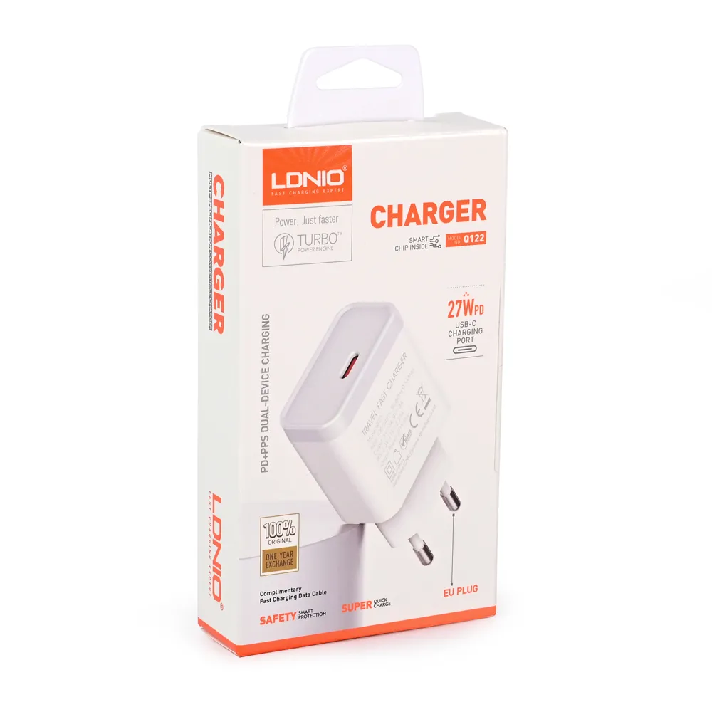 Kucni punjac LDNIO Q122 PPS PD, 27W sa Type C na Type C kablom beli