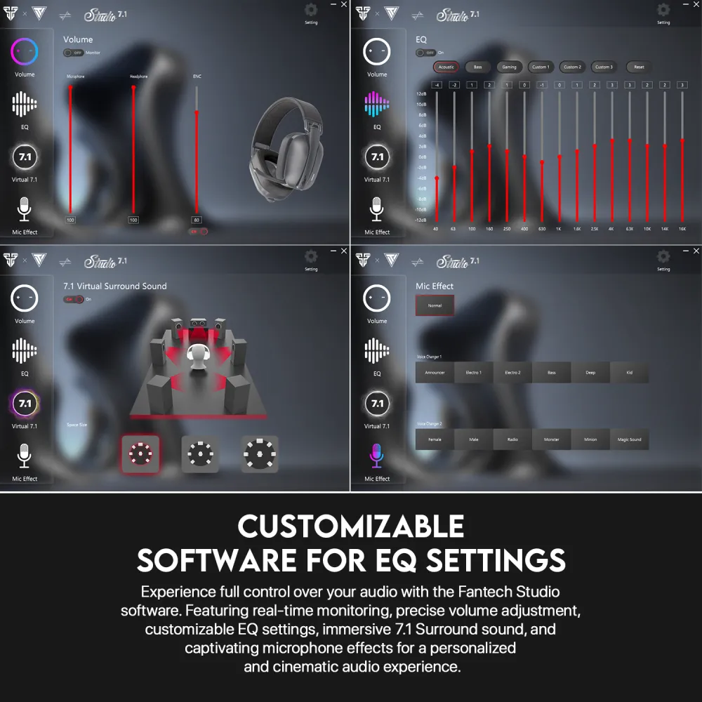 Bluetooth slusalice Fantech WHG03 PRO Studio Pro sive