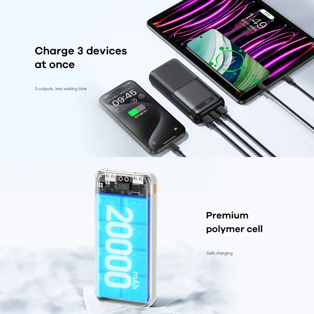 Power Bank REMAX Piloteer Series RPP-72 20W+22.5W Fast Charging 20000mAh crni