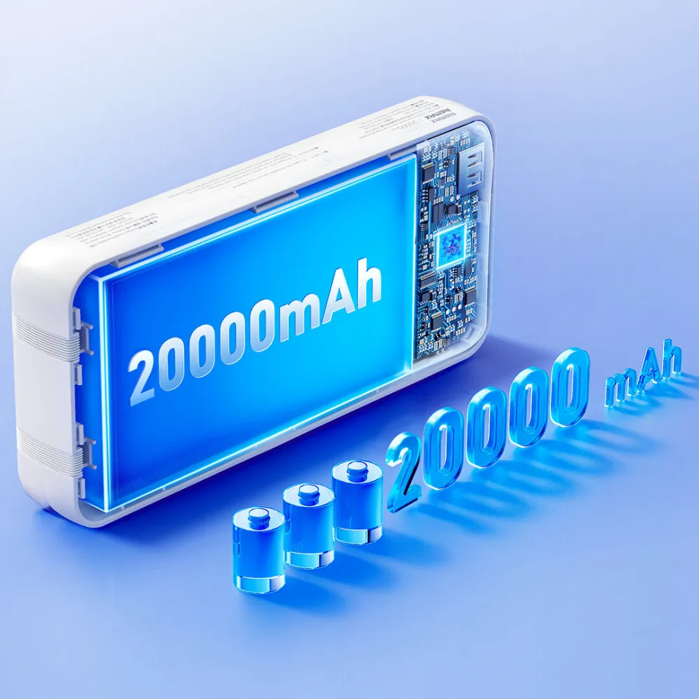 Power Bank with 2 Fast Charging Cables REMAX Cynlle Series RPP-680 PD 20W+QC 22.5W 20000mAh plavi