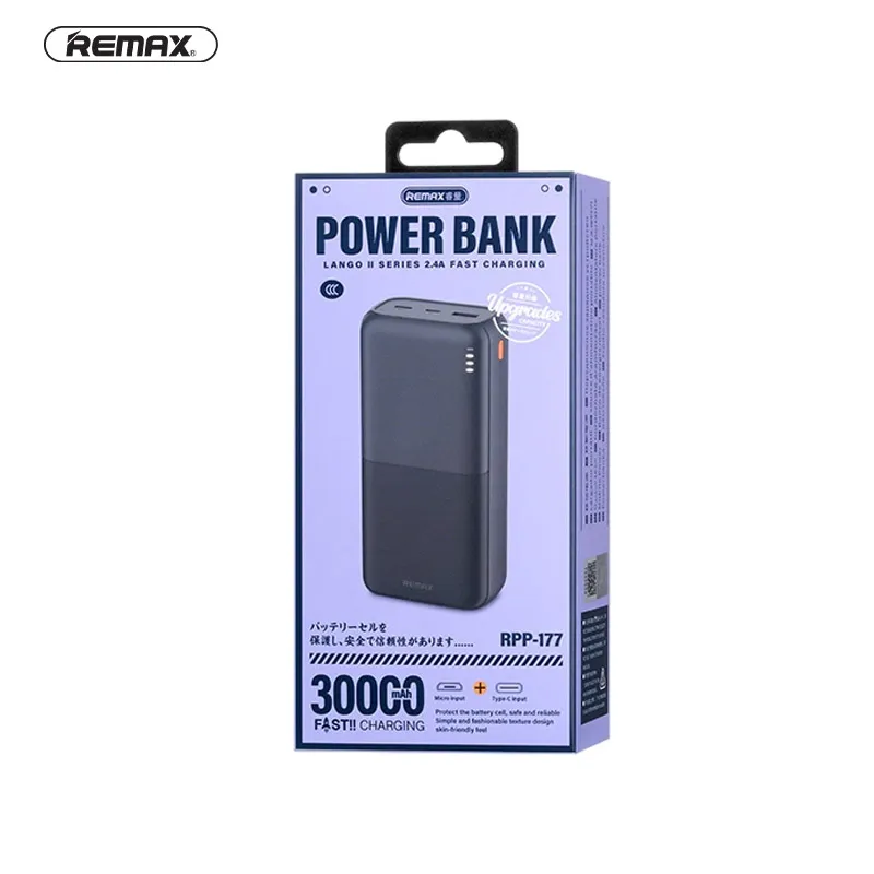 Power Bank REMAX RPP-177 Lango II Series 2.4A Fast Charging 30000mAh crni