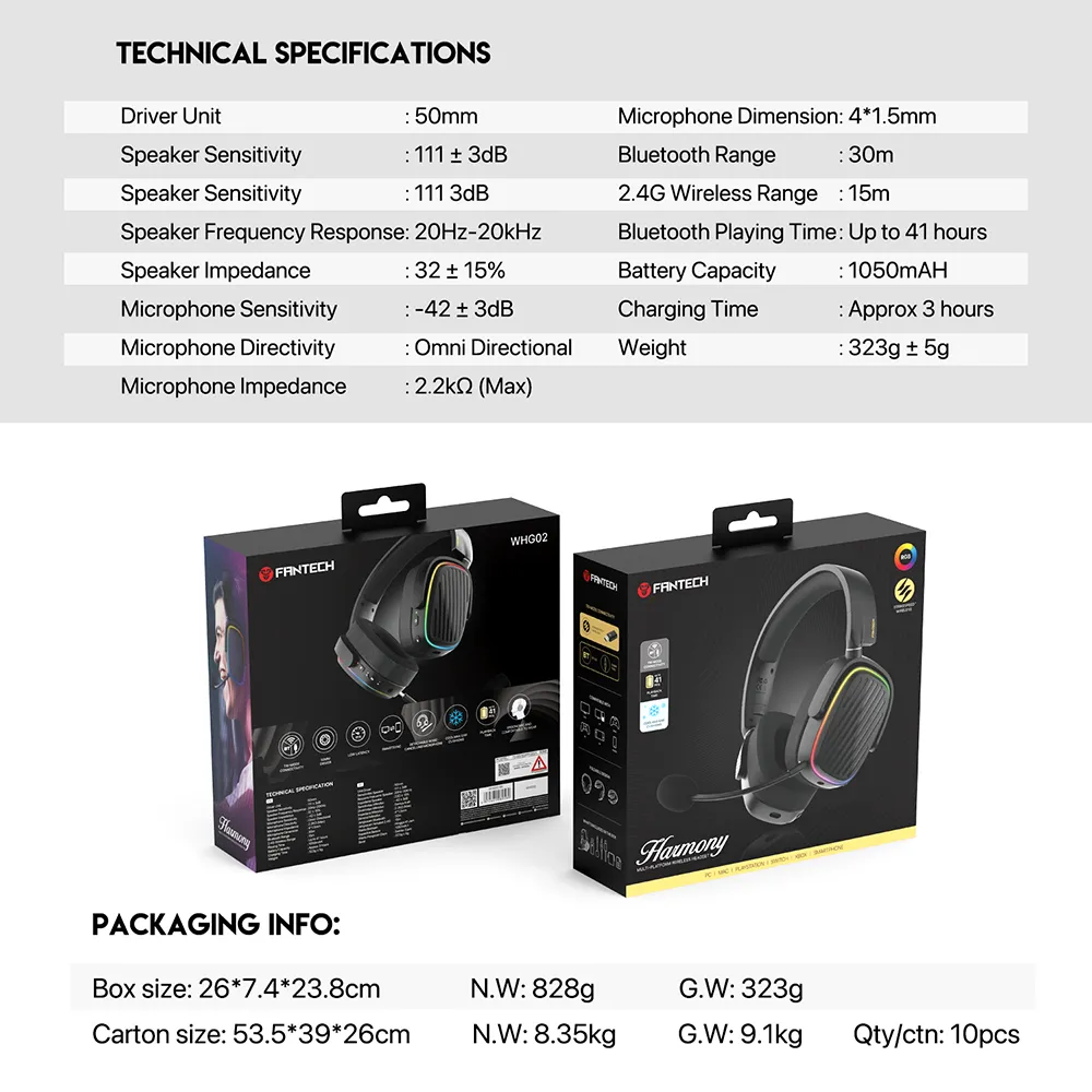 Bluetooth slusalice Fantech WHG02 Harmony crne