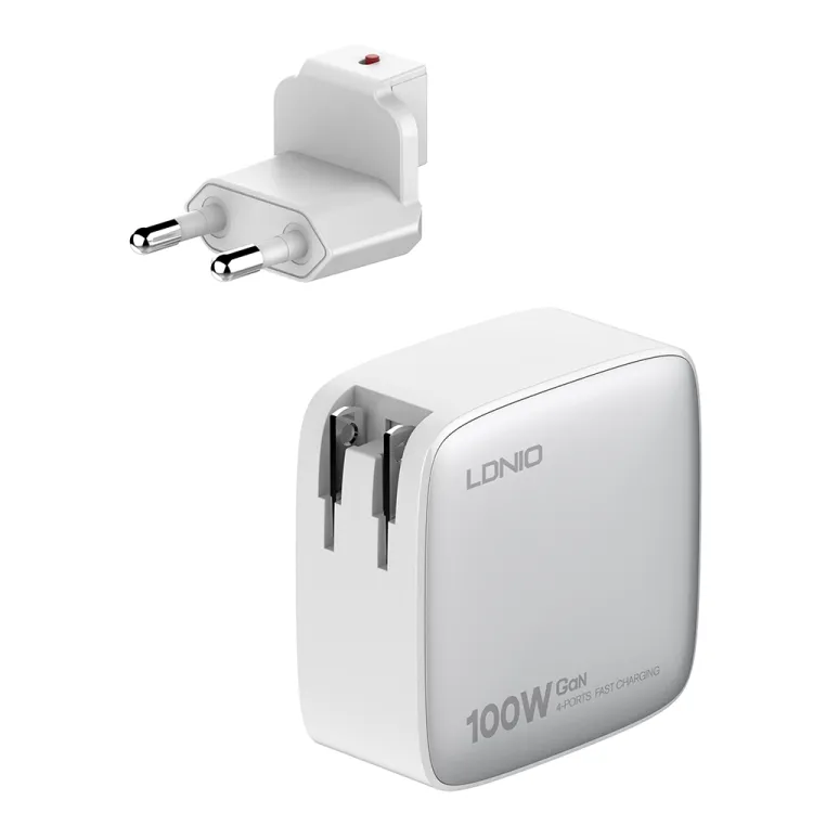 Kucni punjac sa adapterima LDNIO Q408 GaN PPS QC3.0 (30W), 3xPD3.0 (100W), 100W Max, sa Type C na Type C kablom beli