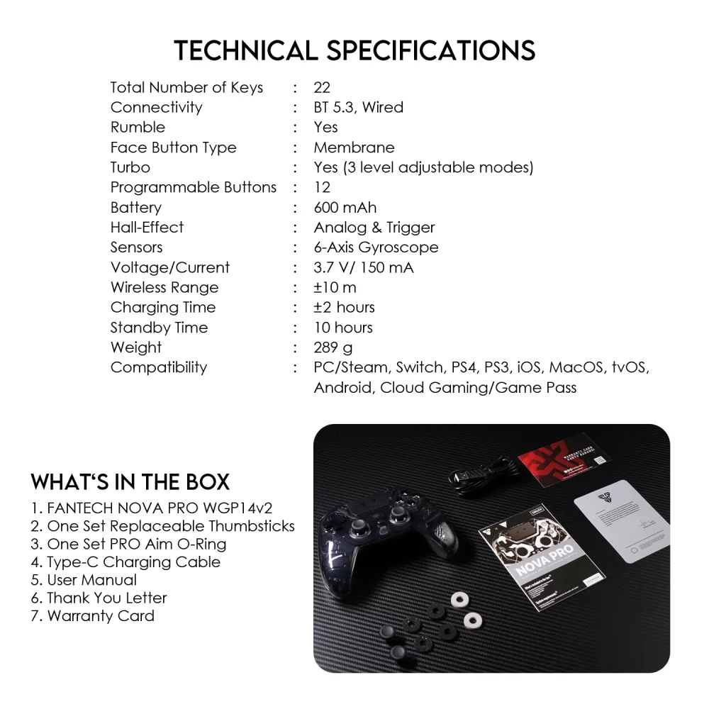 Joypad wireless Fantech WGP14V2 NOVA PRO multiplatform Rainbow