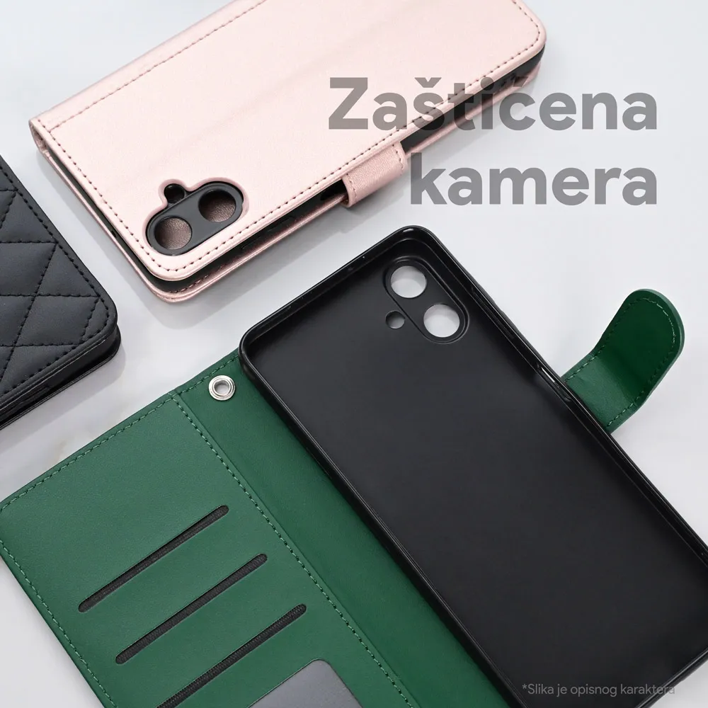 Maska Wallet Romb za Samsung A055F Galaxy A05 crna