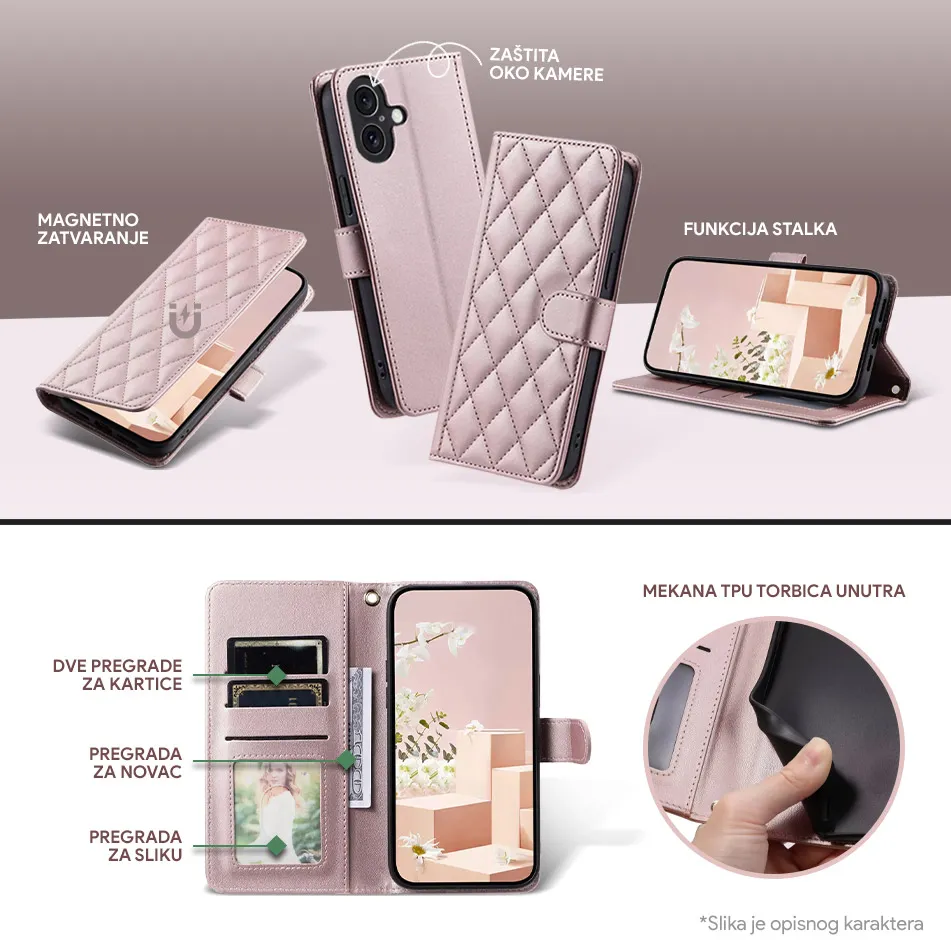 Maska Wallet Romb za Samsung A055F Galaxy A05 zelena