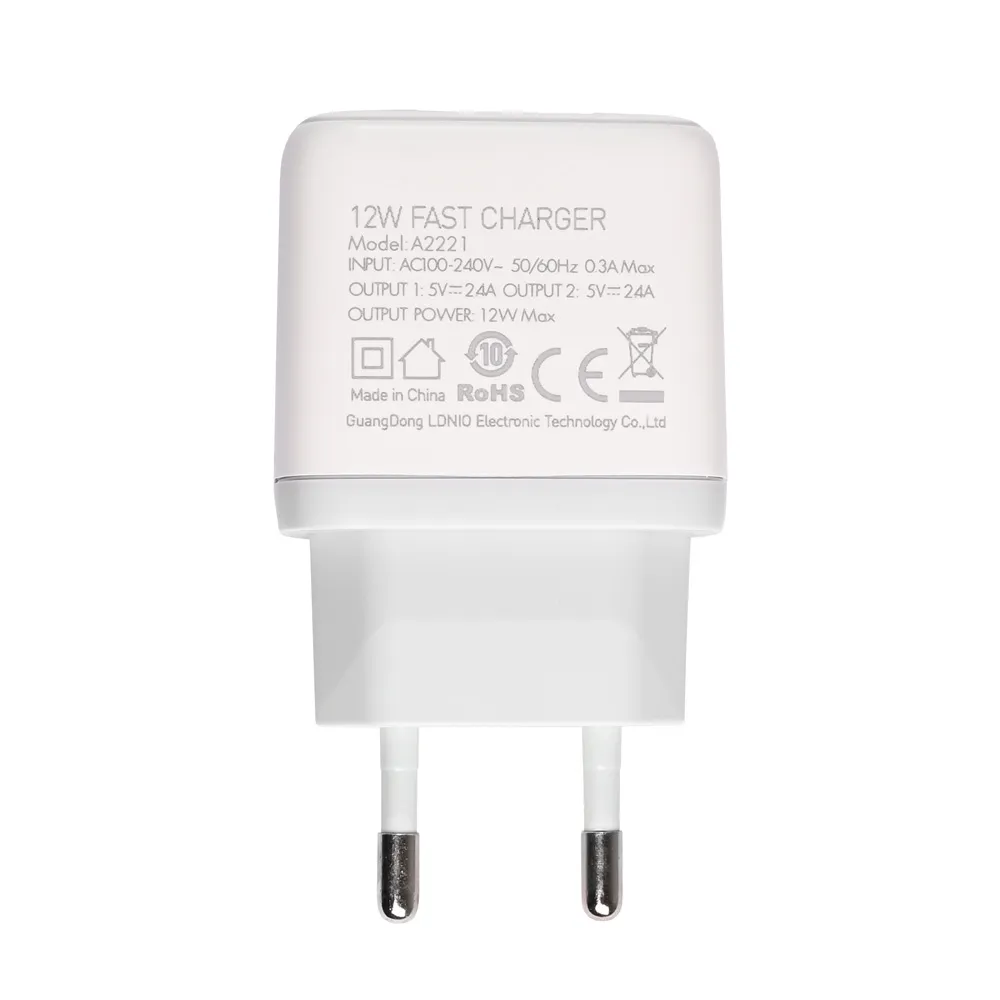 Kucni punjac LDNIO A2221 2xUSB, 12W beli